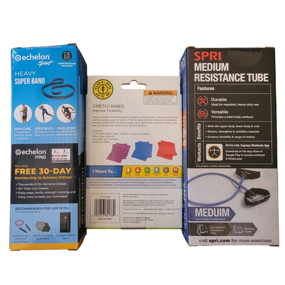 Lot of 3 Resistance Bands NIB Various Weights/Brands At-home Workout Exercise - Picture 2 of 14